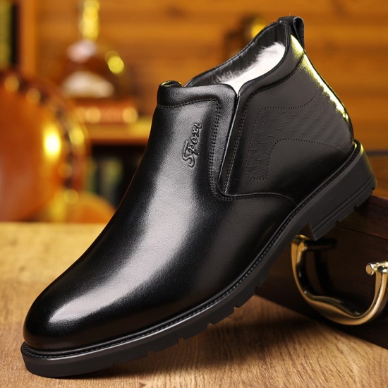 Men's cotton shoes, thickened, casual, middle-aged and elderly dad shoes, top-grain cowhide, warm, plush, high-top wool men's leather shoes. Men's cotton shoes, thickened, casual, middle-aged and elderly dad shoes, top-grain cowhide, warm, plush, high-top wool men's leather shoes.