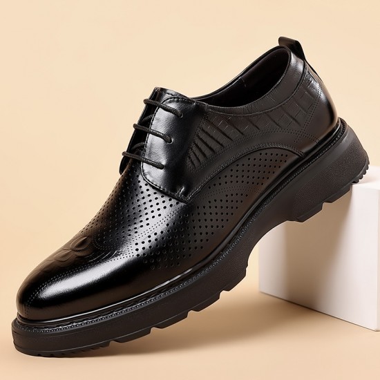 New Summer Men's Leather Shoes, Trendy Business Formal Wedding Shoes, Breathable Korean Style Sandals with Thick Soles New Summer Men's Leather Shoes, Trendy Business Formal Wedding Shoes, Breathable Korean Style Sandals with Thick Soles
