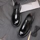 New autumn men's leather shoes, large toe commuter thick-soled genuine leather men's shoes, top-grain cowhide, luxury black British style New autumn men's leather shoes, large toe commuter thick-soled genuine leather men's shoes, top-grain cowhide, luxury black British style