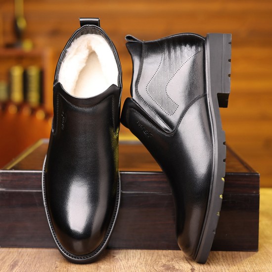 Men's cotton shoes, thickened, casual, middle-aged and elderly dad shoes, top-grain cowhide, warm, plush, high-top wool men's leather shoes. Men's cotton shoes, thickened, casual, middle-aged and elderly dad shoes, top-grain cowhide, warm, plush, high-top wool men's leather shoes.