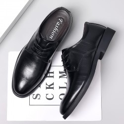 Black men's business formal leather shoes, genuine leather soft sole, British-style cowhide casual leather shoes for cross-border trade.