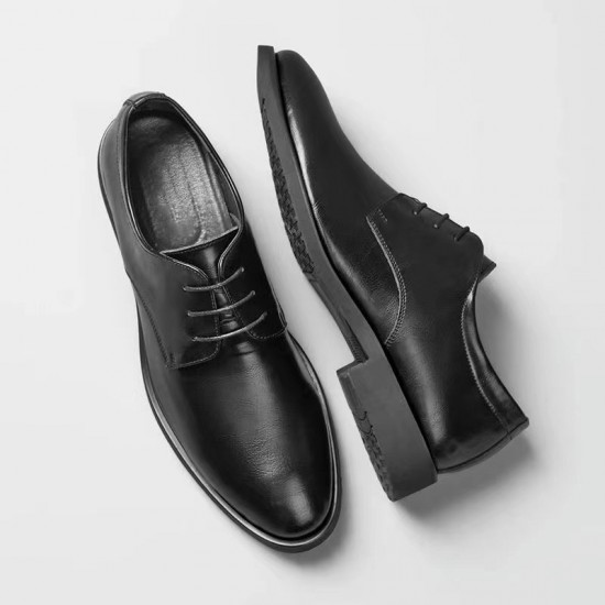 Black men's business formal leather shoes, genuine leather soft sole, British-style cowhide casual leather shoes for cross-border trade.