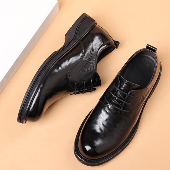 New men's casual and versatile thick-soled, large-toe trendy shoes, genuine leather business formal, men's wedding shoes, Korean-style New men's casual and versatile thick-soled, large-toe trendy shoes, genuine leather business formal, men's wedding shoes, Korean-style