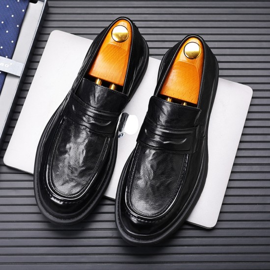 Top-grain sheepskin men's leather shoes, breathable, British-style men's trendy shoes, spring casual wholesale, genuine leather, new Korean-style men's shoes.