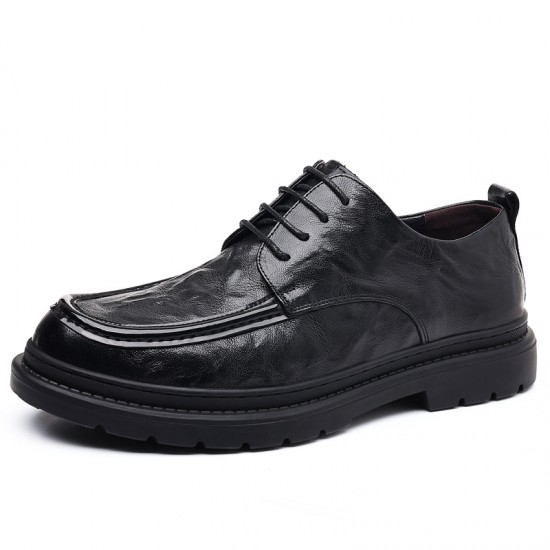 Top-grain sheepskin men's leather shoes, breathable, British-style men's trendy shoes, spring casual wholesale, genuine leather, new Korean-style men's shoes.
