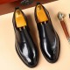 Men's leather slip-on shoes, top-grain cowhide pointed toe shoes, high-end business commuting, black wedding shoes, trendy Men's leather slip-on shoes, top-grain cowhide pointed toe shoes, high-end business commuting, black wedding shoes, trendy